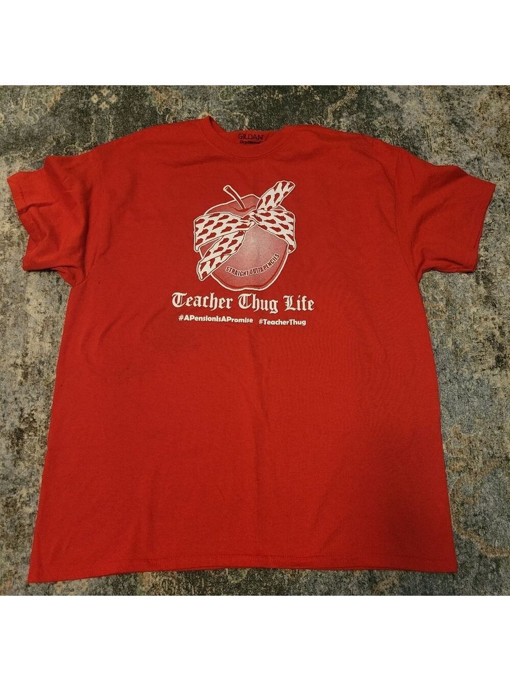 Gildan Red Teacher Thug Life T-Shirt Size XL